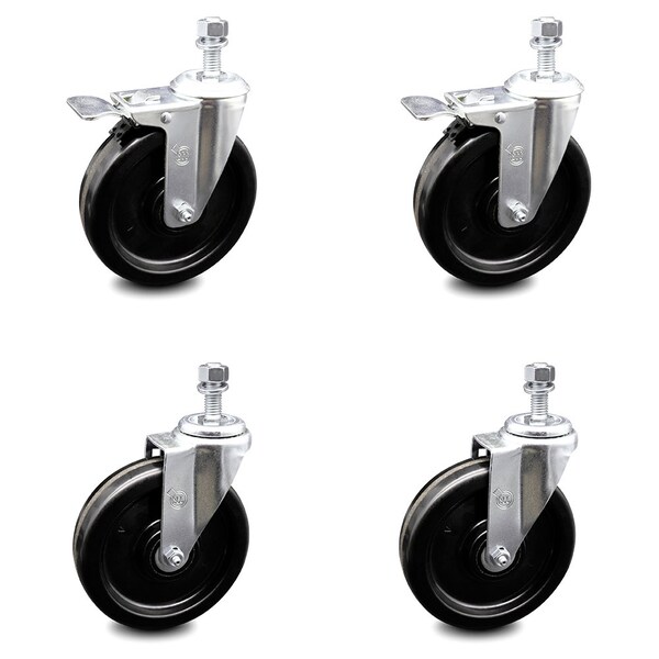 Service Caster 6 Inch Phenolic Swivel 12mm Threaded Stem Caster Total Lock Brake SCC, 2PK SCC-TSTTL20S615-PHR-M1215-2-S-2 - main